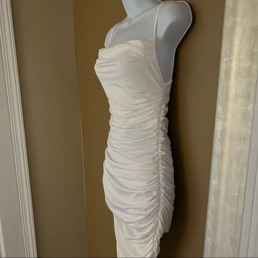 Women’s white ruched dress - Picture 2 of 4